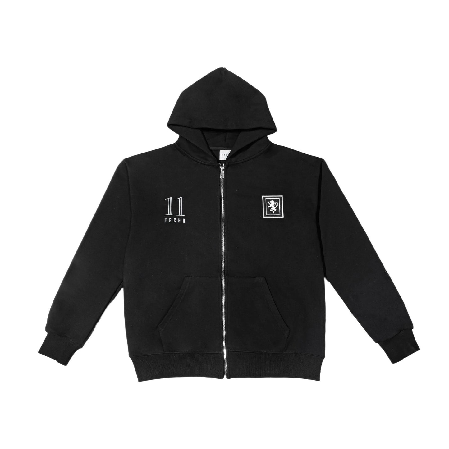 Black zip hoodie with patch